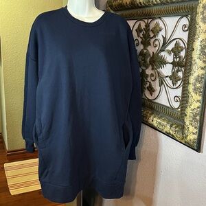EUC Zenana Navy Sweatshirt Mini Dress Sz S